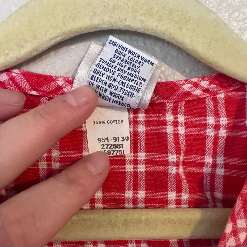 OshKosh‎ B'Gosh Vintage Red Gingham Wrap Dress - Picture 6 of 7